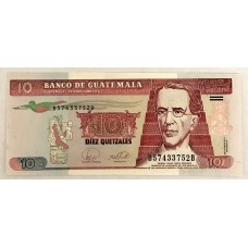 GUATEMALA 2007 . TEN 10 QUETZALES BANKNOTE